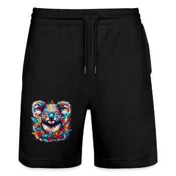 Koala - Short de jogging bio TRAINER Stanley/Stella unisexe - noir - Devant - Nik (191cm) & Marisol (170cm)