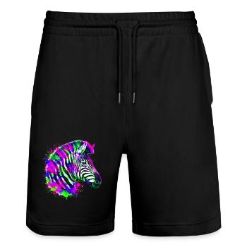 Zebra - Stanley/Stella Unisex Bio Joggingshorts Trainer  - Schwarz - Vorne - Nik (191cm) & Marisol (170cm)