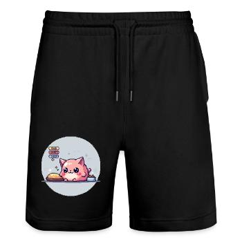 Pixel Pet - Retro Gaming - Stanley/Stella Unisex Bio Joggingshorts Trainer  - Schwarz - Vorne - Nik (191cm) & Marisol (170cm)