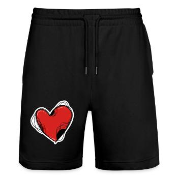 Rotes Herz - Stanley/Stella Unisex Bio Joggingshorts Trainer  - Schwarz - Vorne - Nik (191cm) & Marisol (170cm)