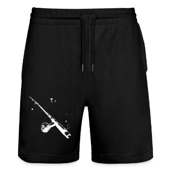 Fishing Rod Drawing - Stanley/Stella Trainer Unisex Organic Jogging Shorts - black - Front - Nik (191cm) & Marisol (170cm)