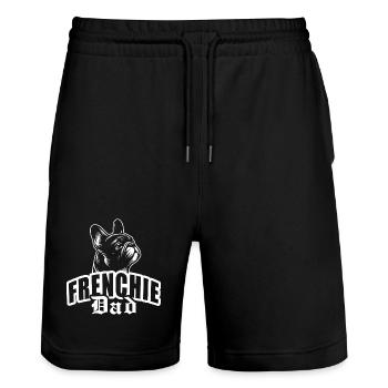 "Frenchie Dad" mit Hundekopf - Stanley/Stella Unisex Bio Joggingshorts Trainer  - Schwarz - Vorne - Nik (191cm) & Marisol (170cm)