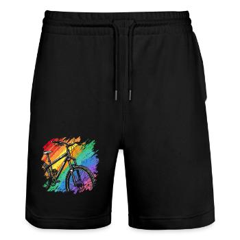 Lebendiger Fahrrad-Kunstdruck - Stanley/Stella Unisex Bio Joggingshorts Trainer  - Schwarz - Vorne - Nik (191cm) & Marisol (170cm)