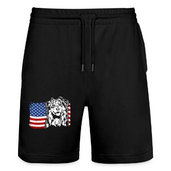 Berger Australien US Amérique Drapeau Chien Wilsigns - Short de jogging bio TRAINER Stanley/Stella unisexe - noir - Devant - Nik (191cm) & Marisol (170cm)