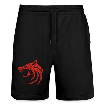 Loup démoniaque rouge - Short de jogging bio TRAINER Stanley/Stella unisexe - noir - Devant - Nik (191cm) & Marisol (170cm)