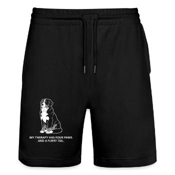 Mein Trainingspartner hat vier Pfoten - Stanley/Stella Unisex Bio Joggingshorts Trainer  - Schwarz - Vorne - Nik (191cm) & Marisol (170cm)
