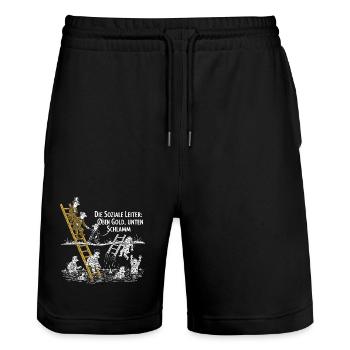 Die Soziale Leiter - Stanley/Stella Unisex Bio Joggingshorts Trainer  - Schwarz - Vorne - Nik (191cm) & Marisol (170cm)