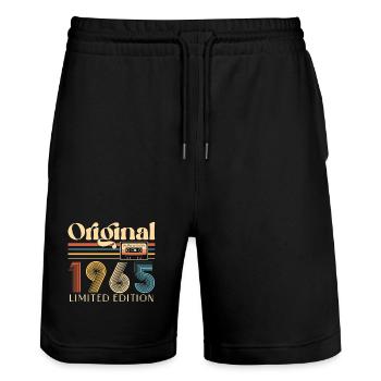 60e anniversaire 60 ans original 1965 - Short de jogging bio TRAINER Stanley/Stella unisexe - noir - Devant - Nik (191cm) & Marisol (170cm)