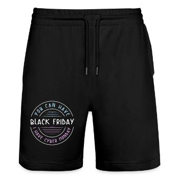Virée shopping du Cyber Monday - Short de jogging bio TRAINER Stanley/Stella unisexe - noir - Devant - Nik (191cm) & Marisol (170cm)