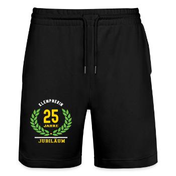 Plumber Anniversary 25 Years 25th Anniversary - Stanley/Stella Trainer Unisex Organic Jogging Shorts - black - Front - Nik (191cm) & Marisol (170cm)