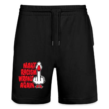 Gans Make Racism Wrong Again Mittelfinger Aktivist - Stanley/Stella Unisex Bio Joggingshorts Trainer  - Schwarz - Vorne - Nik (191cm) & Marisol (170cm)