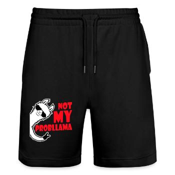 Lama Cool Sonnenbrille Not My Problama Peace Hand - Stanley/Stella Unisex Bio Joggingshorts Trainer  - Schwarz - Vorne - Nik (191cm) & Marisol (170cm)