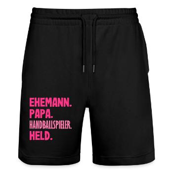Handball Joueurs Handball Handball Cadeaux - Short de jogging bio TRAINER Stanley/Stella unisexe - noir - Devant - Nik (191cm) & Marisol (170cm)