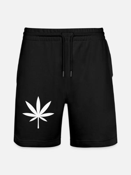 Cannabis / Marihuana / Hanfblatt (White) - Stanley/Stella Unisex Bio Joggingshorts Trainer - Schwarz
