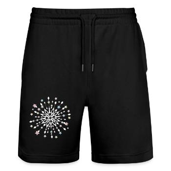 Weihnachtliches Sternenmandala mit bunten Sternen - Stanley/Stella Unisex Bio Joggingshorts Trainer  - Schwarz - Vorne - Nik (191cm) & Marisol (170cm)