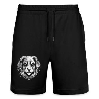 Hund - Stanley/Stella Unisex Bio Joggingshorts Trainer  - Schwarz - Vorne - Nik (191cm) & Marisol (170cm)