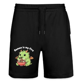 Ramenfeuer Drache – Nudeln mit Feuer - Stanley/Stella Unisex Bio Joggingshorts Trainer  - Schwarz - Vorne - Nik (191cm) & Marisol (170cm)