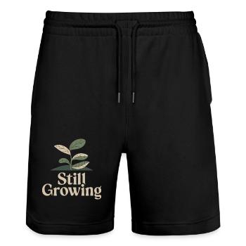 Still Growing – Vintage Pflanze - Stanley/Stella Unisex Bio Joggingshorts Trainer  - Schwarz - Vorne - Nik (191cm) & Marisol (170cm)
