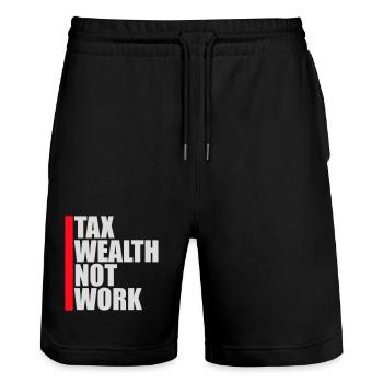 Tax Wealth Not Work Progressive Politics Economy - Stanley/Stella Trainer Unisex Organic Jogging Shorts - black - Front - Nik (191cm) & Marisol (170cm)