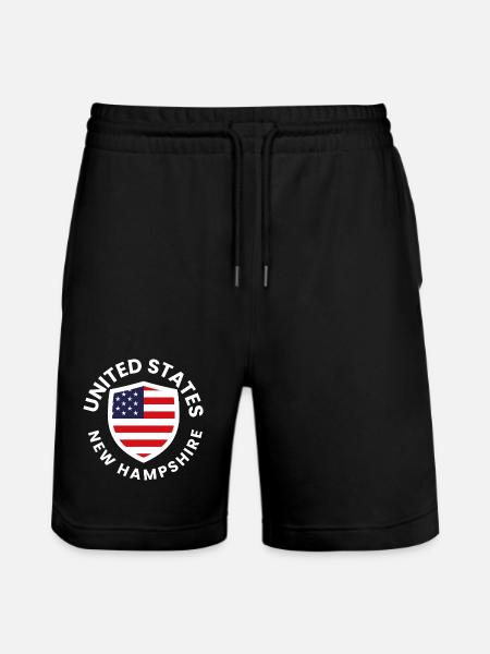 New Hampshire Shield with American Flag - Stanley/Stella Trainer Unisex Organic Jogging Shorts - black