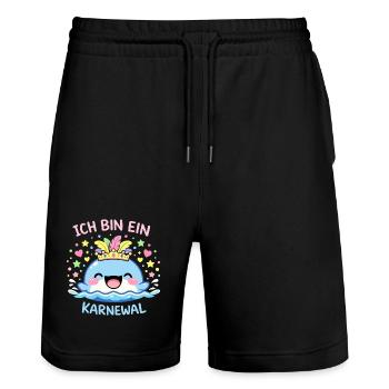 Ich bin ein Karnewal Karneval Fasching Geschenk - Stanley/Stella Unisex Bio Joggingshorts Trainer  - Schwarz - Vorne - Nik (191cm) & Marisol (170cm)