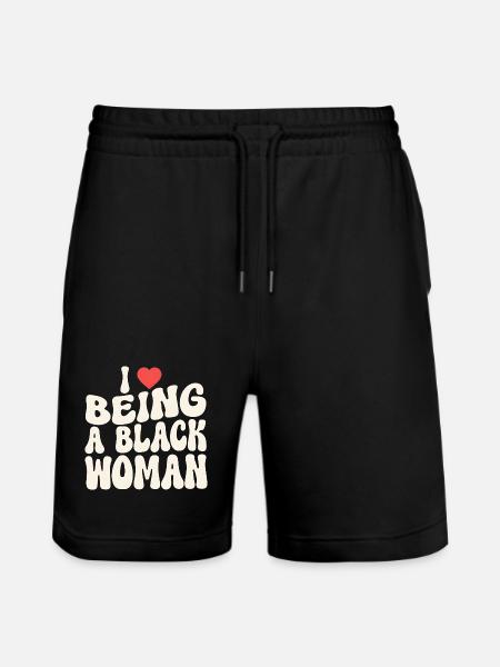 Proud Black Woman Identity Statement - Stanley/Stella Trainer Unisex Organic Jogging Shorts - black