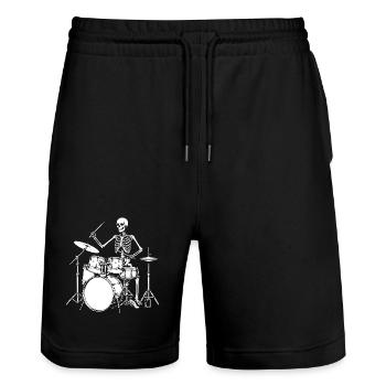 Skeleton Drummer Jam - Stanley/Stella Unisex Bio Joggingshorts Trainer  - Schwarz - Vorne - Nik (191cm) & Marisol (170cm)