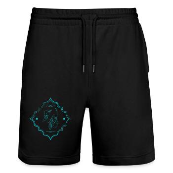feminine Silhouette - Stanley/Stella Unisex Bio Joggingshorts Trainer  - Schwarz - Vorne - Nik (191cm) & Marisol (170cm)