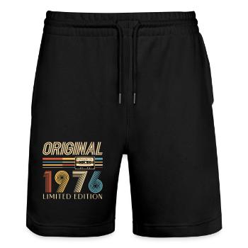 50th Birthday 50th Anniversary Original 1976 - Stanley/Stella Trainer Unisex Organic Jogging Shorts - black - Front - Nik (191cm) & Marisol (170cm)
