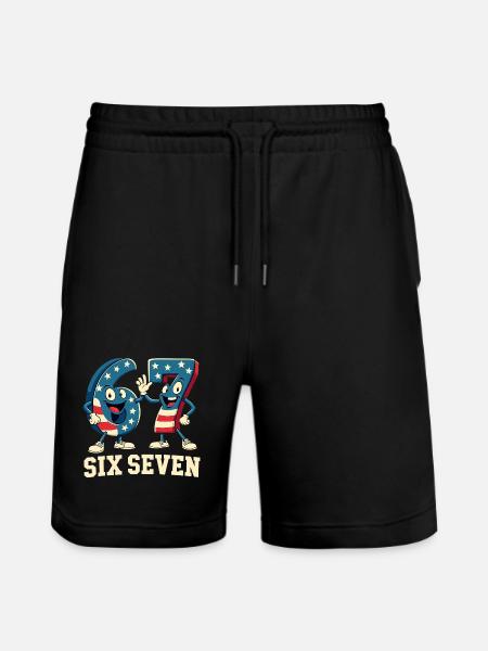 US Flag 67 Memes Six Seven - Stanley/Stella Trainer Unisex Organic Jogging Shorts - black