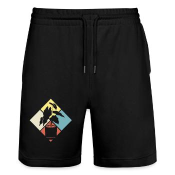 Retro Plant Lover Plants Succulents - Stanley/Stella Trainer Unisex Organic Jogging Shorts - black - Front - Nik (191cm) & Marisol (170cm)