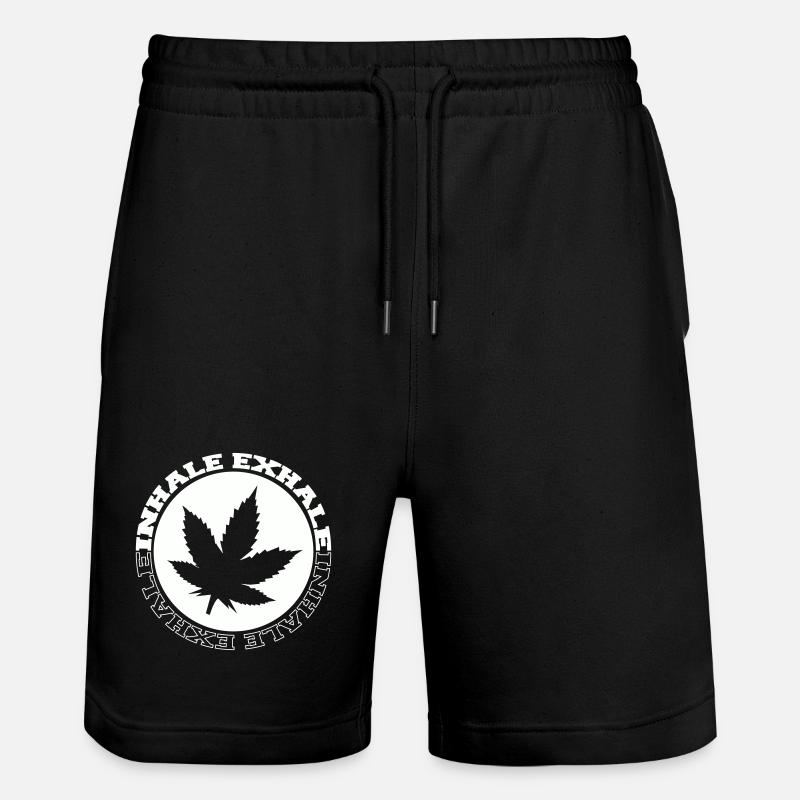 Cannabis Leaf Round Logo - Stanley/Stella Trainer Unisex Organic Jogging Shorts - black