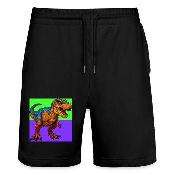 Dinosaurier - Stanley/Stella Unisex Bio Joggingshorts Trainer  - Schwarz - Vorne - Nik (191cm) & Marisol (170cm)