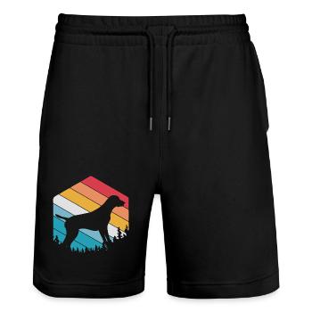 German Pointer Dog German Shorthair - Stanley/Stella Trainer Unisex Organic Jogging Shorts - black - Front - Nik (191cm) & Marisol (170cm)