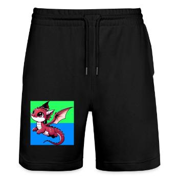 Drache - Stanley/Stella Unisex Bio Joggingshorts Trainer  - Schwarz - Vorne - Nik (191cm) & Marisol (170cm)