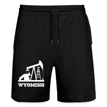 Conception de la pompe à pompe des champs pétrolifères du Wyoming - Short de jogging bio TRAINER Stanley/Stella unisexe - noir - Devant - Nik (191cm) & Marisol (170cm)