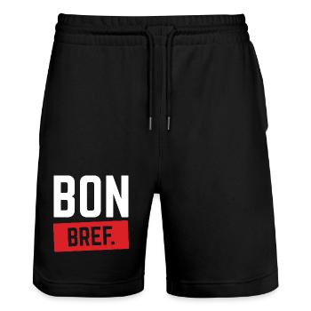 BON BREF Humour Français Expression Drôle - Short de jogging bio TRAINER Stanley/Stella unisexe - noir - Devant - Nik (191cm) & Marisol (170cm)