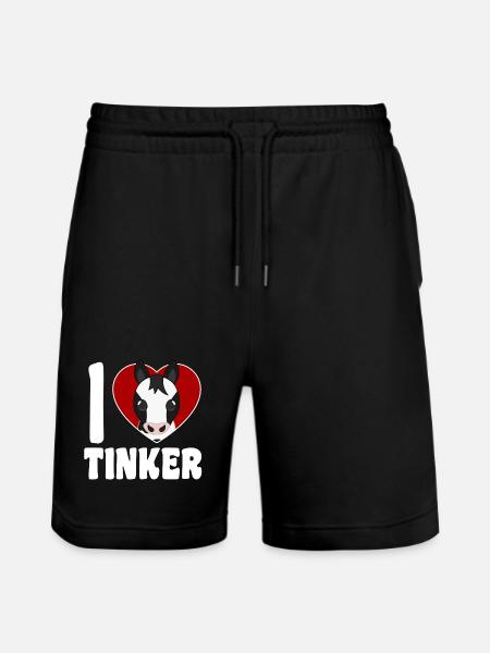 I Love Tinker Horses - Heart - Stanley/Stella Trainer Unisex Organic Jogging Shorts - black