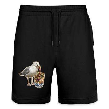 Döner Möwe - Stanley/Stella Unisex Bio Joggingshorts Trainer  - Schwarz - Vorne - Nik (191cm) & Marisol (170cm)