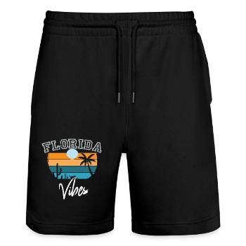 Florida Vibes Retro Florida - Stanley/Stella Unisex Bio Joggingshorts Trainer  - Schwarz - Vorne - Nik (191cm) & Marisol (170cm)