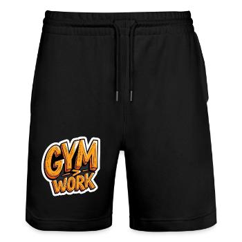 Chemise de sport sarcastique au bureau vs bodybuilding à la salle de sport - Short de jogging bio TRAINER Stanley/Stella unisexe - noir - Devant - Nik (191cm) & Marisol (170cm)