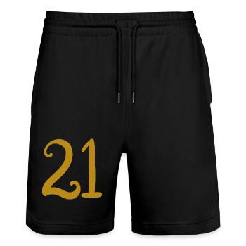 21 - Stanley/Stella Unisex Bio Joggingshorts Trainer  - Schwarz - Vorne - Nik (191cm) & Marisol (170cm)