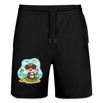 Strandkäfer mit Eis und Sonnenbrille - Stanley/Stella Unisex Bio Joggingshorts Trainer  - Schwarz - Vorne - Nik (191cm) & Marisol (170cm)
