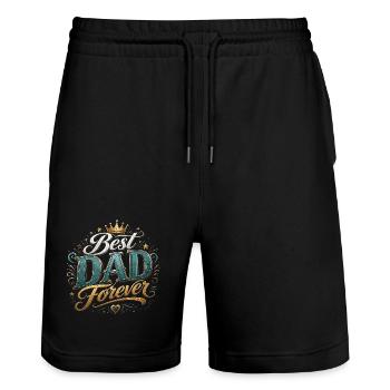 Best Forever Dad – Vatertag - Stanley/Stella Unisex Bio Joggingshorts Trainer  - Schwarz - Vorne - Nik (191cm) & Marisol (170cm)