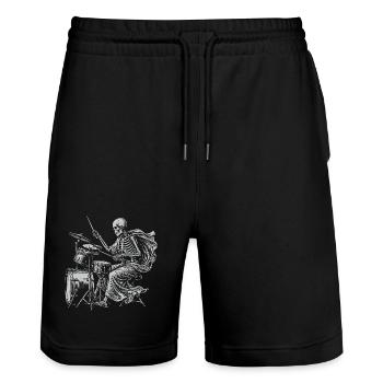 Skelett-Trommler mit Cape - Stanley/Stella Unisex Bio Joggingshorts Trainer  - Schwarz - Vorne - Nik (191cm) & Marisol (170cm)