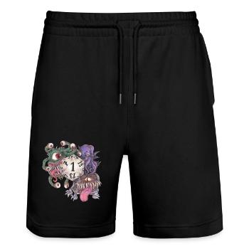 Rollenspiel Tabletop D20 Würfel Geschenk Fail - Stanley/Stella Unisex Bio Joggingshorts Trainer  - Schwarz - Vorne - Nik (191cm) & Marisol (170cm)