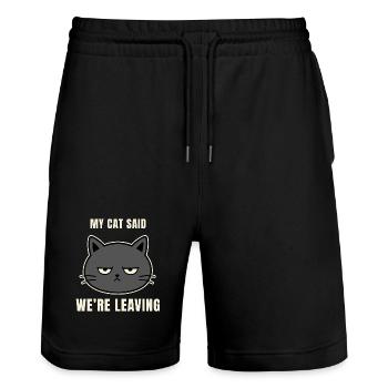 Meine Katze Sagt Wir Gehen - Stanley/Stella Unisex Bio Joggingshorts Trainer  - Schwarz - Vorne - Nik (191cm) & Marisol (170cm)