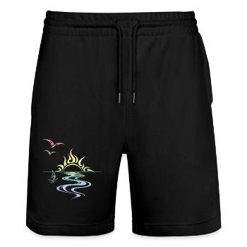 Sunset - Stanley/Stella Trainer Unisex Organic Jogging Shorts - black - Front - Nik (191cm) & Marisol (170cm)