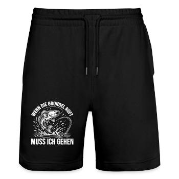 Grundel angeln Humor - Stanley/Stella Unisex Bio Joggingshorts Trainer  - Schwarz - Vorne - Nik (191cm) & Marisol (170cm)