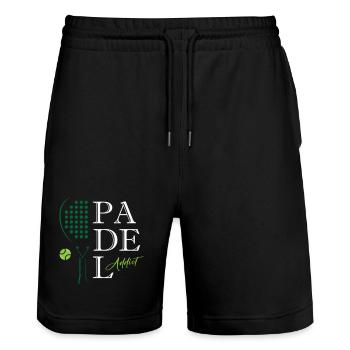 Padel_Addict - Stanley/Stella Trainer Unisex Organic Jogging Shorts - black - Front - Nik (191cm) & Marisol (170cm)